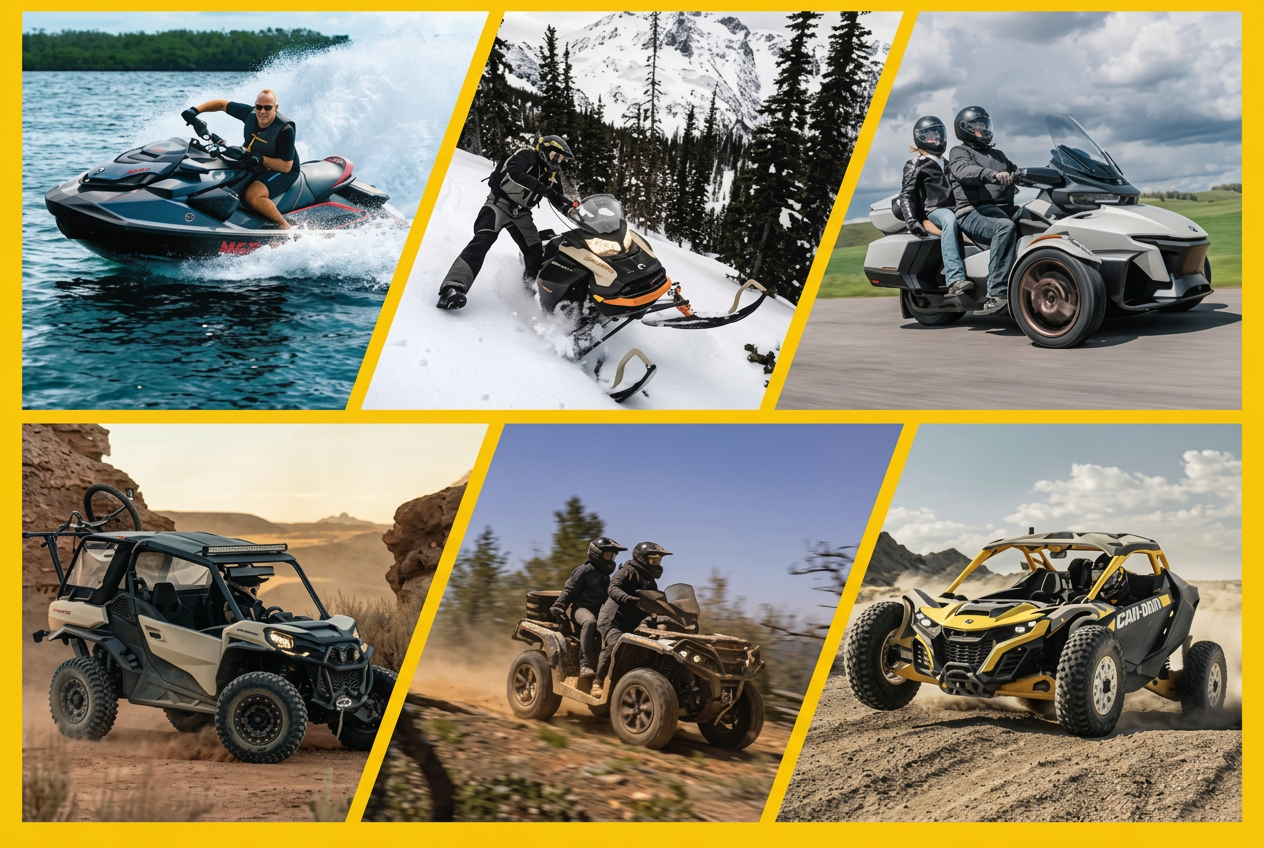 EZ PowerSports vehicles including ATVs, UTVs, snowmobiles, personal watercraft, and 3-wheelers